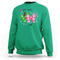 Funny Christmas Witch Pink Goes Good With Green Sweatshirt - Wonder Print Shop