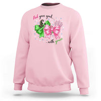 Funny Christmas Witch Pink Goes Good With Green Sweatshirt - Wonder Print Shop