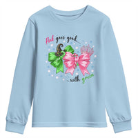 Funny Christmas Witch Pink Goes Good With Green Youth Sweatshirt - Wonder Print Shop