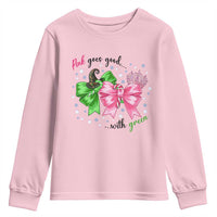 Funny Christmas Witch Pink Goes Good With Green Youth Sweatshirt - Wonder Print Shop