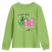 Funny Christmas Witch Pink Goes Good With Green Youth Sweatshirt - Wonder Print Shop