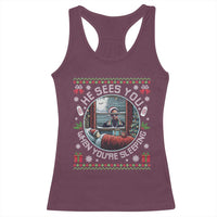 Funny Christmas Diddy Racerback Tank Top He Sees You When You Are Sleeping Baby Oil Ugly Xmas - Wonder Print Shop