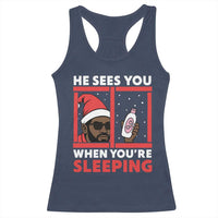 Funny Christmas Diddy Racerback Tank Top He Sees You When You Are Sleeping Baby Oil - Wonder Print Shop