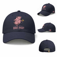 Funny Quiet Piggy Baseball Cap Pig Political Humor No King