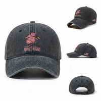 Funny Quiet Piggy Washed Cotton Baseball Cap Pig Political Humor No King