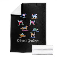 Funny Skiing Dog Throw Blanket Ski Sons Greetings Ski Winter Sport - Wonder Print Shop