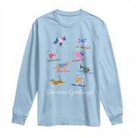 Funny Skiing Dog Long Sleeve Shirt Ski Sons Greetings Ski Winter Sport - Wonder Print Shop