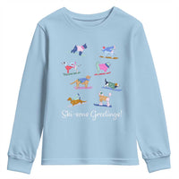 Funny Skiing Dog Youth Sweatshirt Ski Sons Greetings Ski Winter Sport - Wonder Print Shop