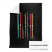 Vintage Skiblades Skiboards Skiing Ski Season Winter Sport Throw Blanket - Wonder Print Shop