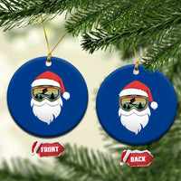 Funny Ski Christmas Winter Sport Skiing Santa Hat Ceramic Ornament - Wonder Print Shop