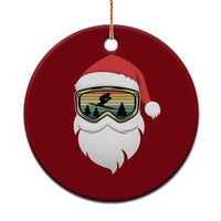 Funny Ski Christmas Winter Sport Skiing Santa Hat Ceramic Ornament - Wonder Print Shop