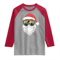 Funny Ski Christmas Winter Sport Skiing Santa Hat Raglan Shirt - Wonder Print Shop
