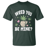 Funny Valentine's Day Weed You Be Mine T Shirt Cannabis Marijuana Hearts