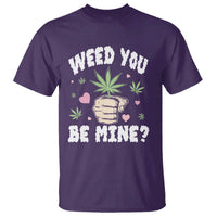 Funny Valentine's Day Weed You Be Mine T Shirt Cannabis Marijuana Hearts