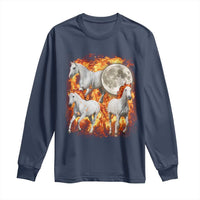 3 Fire Horses Moon Equestrian Long Sleeve Shirt Year Of The Fire Horse Joke