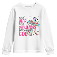 New Year New Challenges Same Great God Youth Sweatshirt Christian New Year Eve - Wonder Print Shop