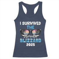 Funny I Survived The Florida Blizzarad Racerback Tank Top Snow Sunglasses