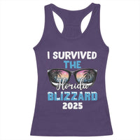 Funny I Survived The Florida Blizzarad Racerback Tank Top Snow Sunglasses