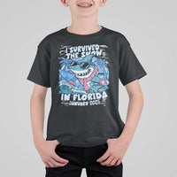 Funny I Survived The Snow In Florida 2025 T Shirt For Kid Shark