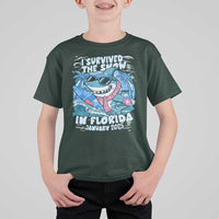 Funny I Survived The Snow In Florida 2025 T Shirt For Kid Shark