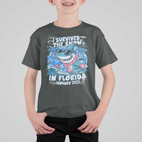 Funny I Survived The Snow In Florida 2025 T Shirt For Kid Shark