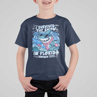 Funny I Survived The Snow In Florida 2025 T Shirt For Kid Shark