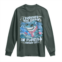 Funny I Survived The Snow In Florida 2025 Long Sleeve Shirt Shark