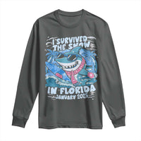 Funny I Survived The Snow In Florida 2025 Long Sleeve Shirt Shark