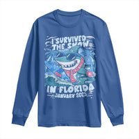 Funny I Survived The Snow In Florida 2025 Long Sleeve Shirt Shark