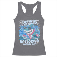 Funny I Survived The Snow In Florida 2025 Racerback Tank Top Shark