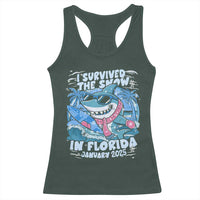 Funny I Survived The Snow In Florida 2025 Racerback Tank Top Shark