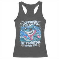 Funny I Survived The Snow In Florida 2025 Racerback Tank Top Shark