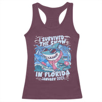 Funny I Survived The Snow In Florida 2025 Racerback Tank Top Shark