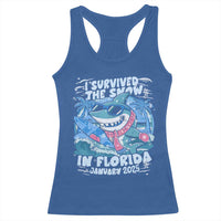 Funny I Survived The Snow In Florida 2025 Racerback Tank Top Shark
