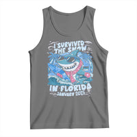 Funny I Survived The Snow In Florida 2025 Tank Top Shark