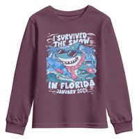 Funny I Survived The Snow In Florida 2025 Youth Sweatshirt Shark