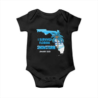 Funny I Survived Florida Snowstorm 2025 Baby Onesie Coconut Palm Tree