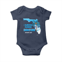 Funny I Survived Florida Snowstorm 2025 Baby Onesie Coconut Palm Tree