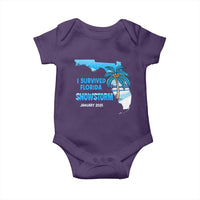 Funny I Survived Florida Snowstorm 2025 Baby Onesie Coconut Palm Tree
