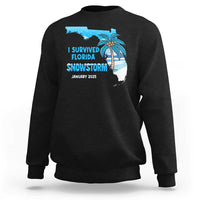 Funny I Survived Florida Snowstorm 2025 Sweatshirt Coconut Palm Tree