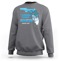 Funny I Survived Florida Snowstorm 2025 Sweatshirt Coconut Palm Tree