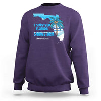 Funny I Survived Florida Snowstorm 2025 Sweatshirt Coconut Palm Tree