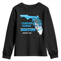 Funny I Survived Florida Snowstorm 2025 Youth Sweatshirt Coconut Palm Tree