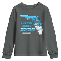 Funny I Survived Florida Snowstorm 2025 Youth Sweatshirt Coconut Palm Tree