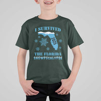 Funny I Survived The Florida Snowpocalypse 2025 T Shirt For Kid Snowflakes