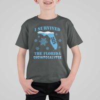 Funny I Survived The Florida Snowpocalypse 2025 T Shirt For Kid Snowflakes