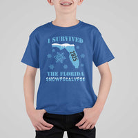 Funny I Survived The Florida Snowpocalypse 2025 T Shirt For Kid Snowflakes