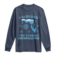 Funny I Survived The Florida Snowpocalypse 2025 Long Sleeve Shirt Snowflakes