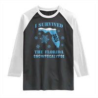 Funny I Survived The Florida Snowpocalypse 2025 Raglan Shirt Snowflakes