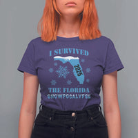 Funny I Survived The Florida Snowpocalypse 2025 T Shirt For Women Snowflakes